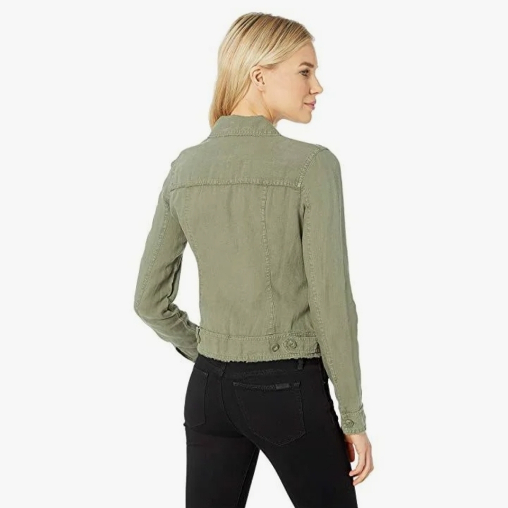 Tommy Bahama Two Palms 100% Linen Raw Edge Jacket Olive Green /1 Black Size Med - Picture 3 of 3